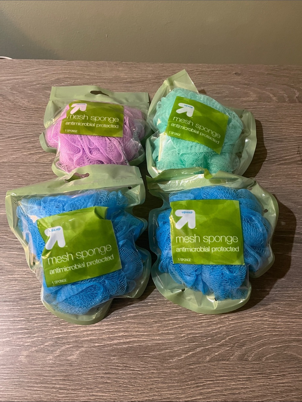 Mesh Bath Sponge - Blue, Green, Pink (Set)